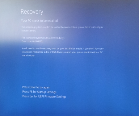 recovery your pc needs to be repaired