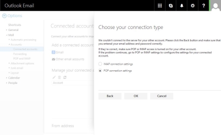 Outlook.com - Choose your connection type