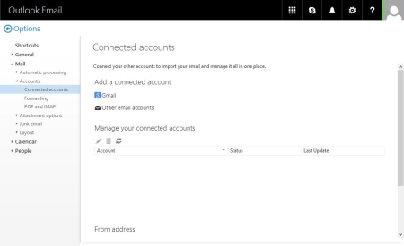 Outlook.com - Connected accounts (empty)