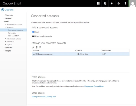 Outlook.com - Connected accounts (with new account)