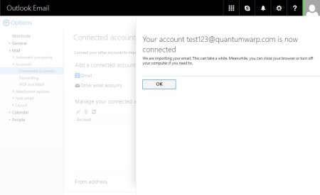 Outlook.com - Your account is now connected