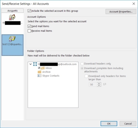 Otlook software - Send/Receive Settings - All Accounts