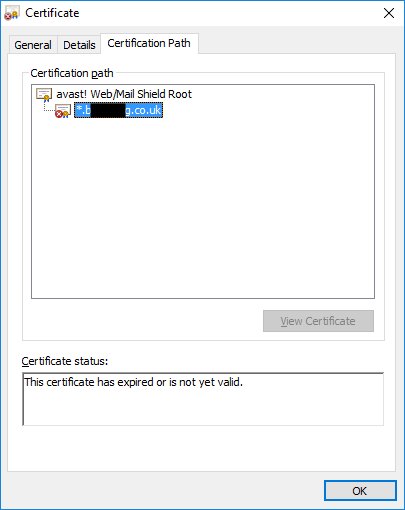 avast server certificate not trusted