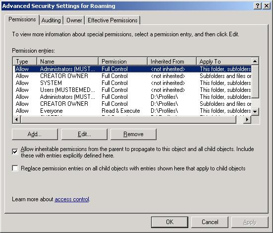 Advanced Security Settings for Roaming 1